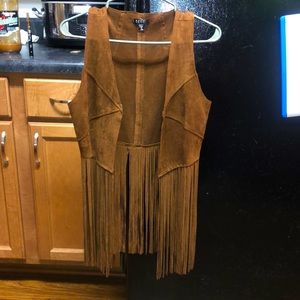 Women’s brown fringe vest